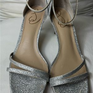 ~Pre-Owned - Silver Glitter - Strappy Low Heels - SZ 8.5